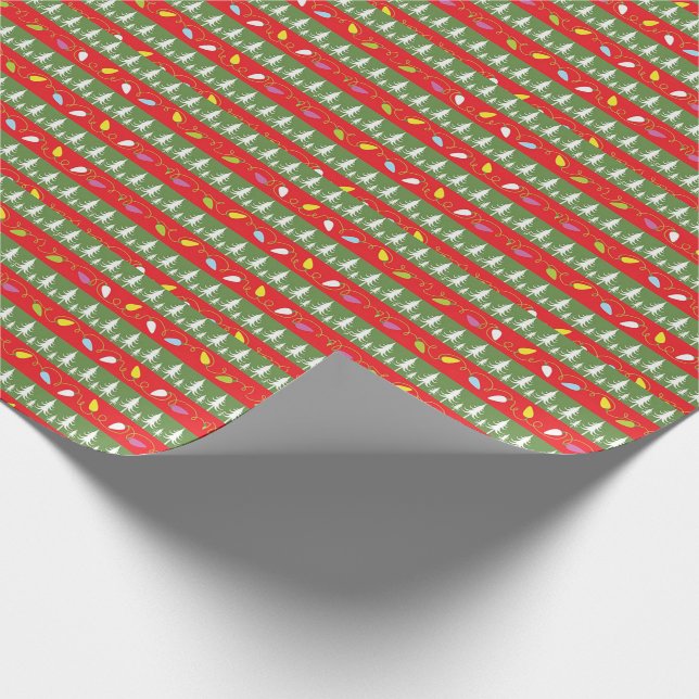 Christmas Lights and Trees Wrapping Paper (Corner)