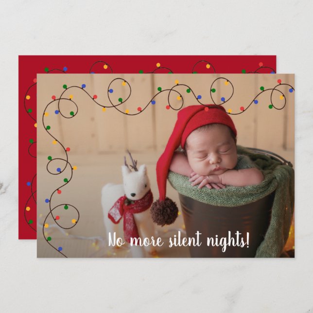 Christmas Lights Baby Photo Birth Announcements (Front/Back)