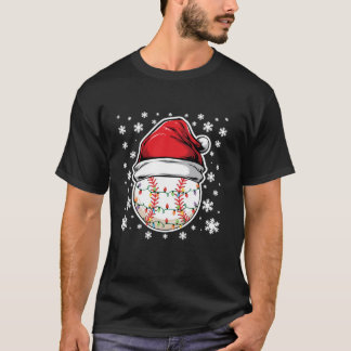 Christmas Lights Baseball With Snowflakes Wearing T-Shirt