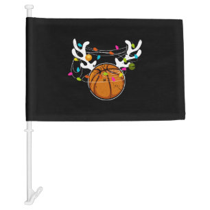 Christmas Lights Basketball Ball Funny Xmas Car Flag