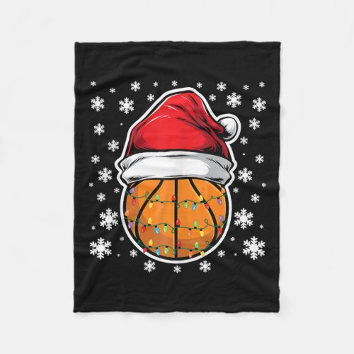 Christmas Lights Basketball With Snowflakes Wearin Fleece Blanket