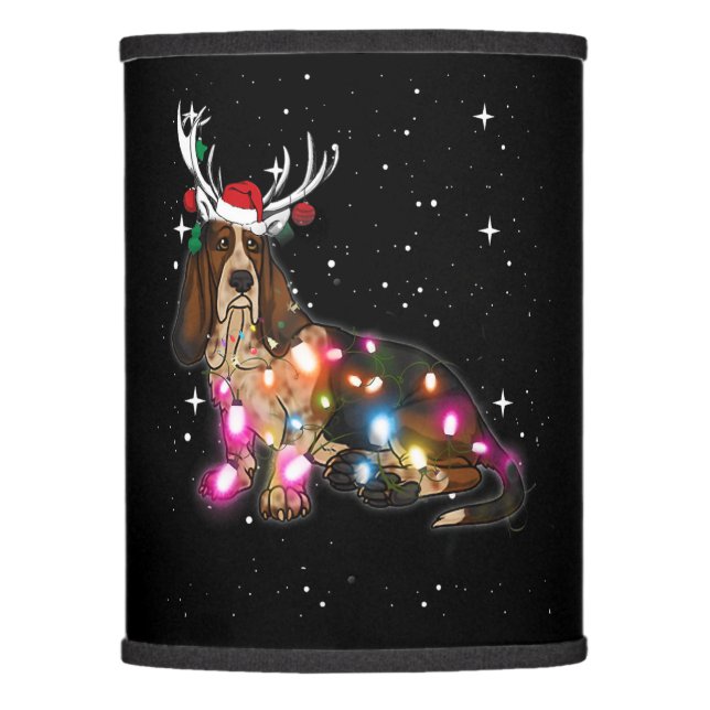 christmas lights basset hound dog lamp shade (Front)