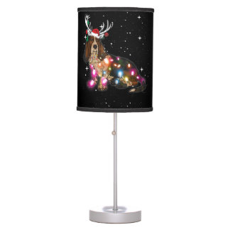 christmas lights basset hound dog table lamp