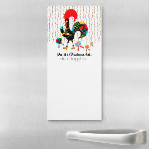 Christmas lights, baubles, presents and Rooster Magnetic Notepad