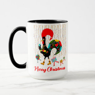 Christmas lights, baubles, presents and Rooster Mug