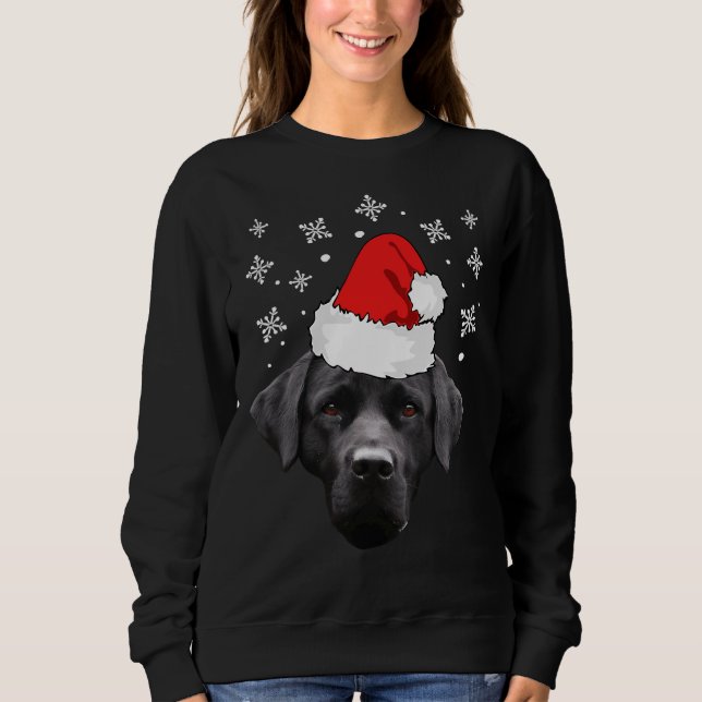 Christmas Lights Black Labrador Retriever Dog Sweatshirt (Front)