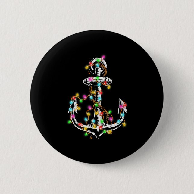 Christmas Lights Boating Sailing Cruise Boat Gif Button (Front)