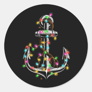 Christmas Lights Boating Sailing Cruise Boat Gifts Classic Round Sticker