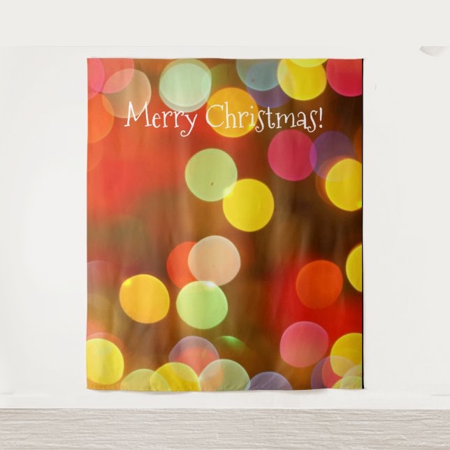 Christmas Lights Bokeh Modern Photo Booth Backdrop (Front)
