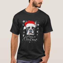 Christmas Lights Boston Terrier dog Funny Xmas T-Shirt