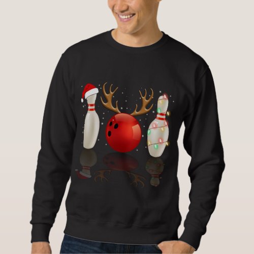 Christmas Lights Bowling Lover Funny Bowl Xmas Gif Sweatshirt