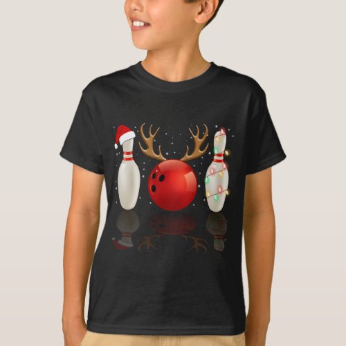 Christmas Lights Bowling Lover Funny Bowl Xmas Gif T_Shirt