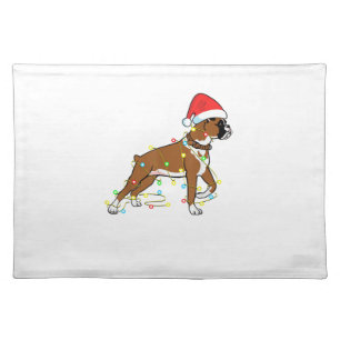 Christmas Lights Boxer Dog Lover Funny Gift Cloth Placemat
