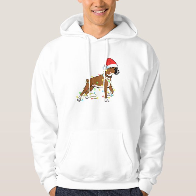 Christmas Lights Boxer Dog Lover Funny Gift  Hoodie (Front)