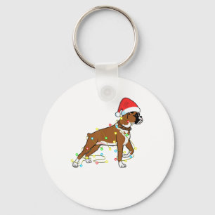 Christmas Lights Boxer Dog Lover Funny Gift Keychain