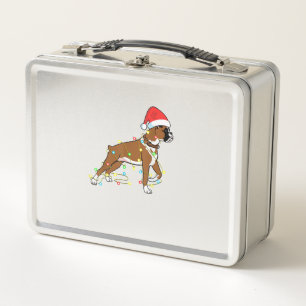 Christmas Lights Boxer Dog Lover Funny Gift Metal Lunch Box