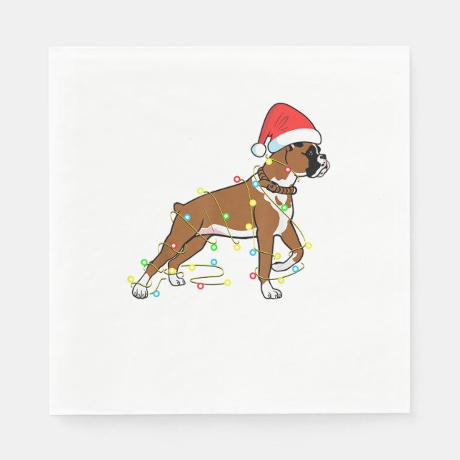 Christmas Lights Boxer Dog Lover Funny Gift  Napkins (Front)