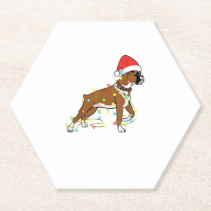 Christmas Lights Boxer Dog Lover Funny Gift Paper Coaster