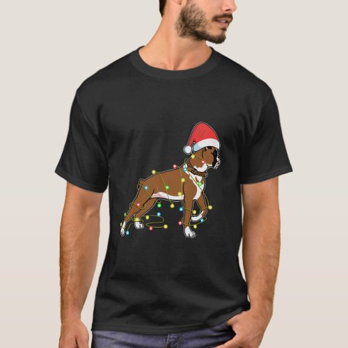 Christmas Lights Boxer Dog Lover Funny Gift T_Shirt