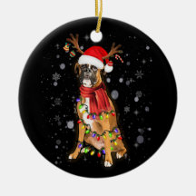 Christmas Lights Boxer Dog With Horn Reindeer