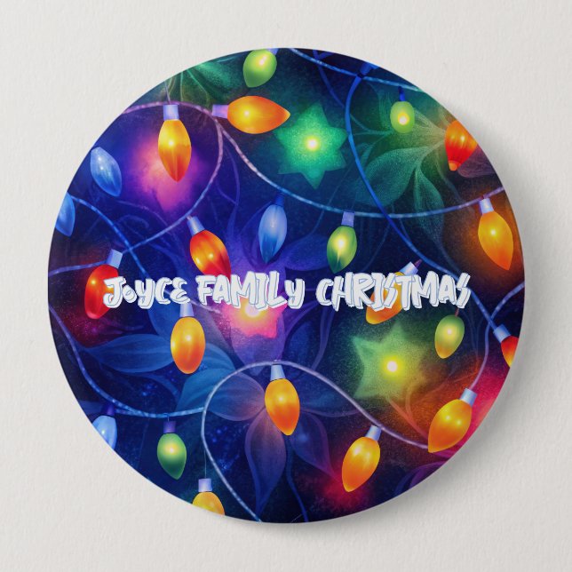 Christmas Lights Bright Holiday Whimsical Merry Button (Front)