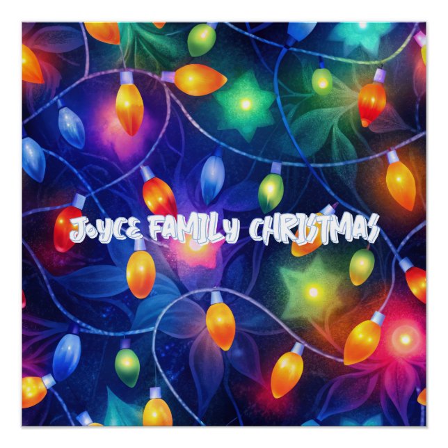 Christmas Lights Bright Holiday Whimsical Merry Poster (Front)