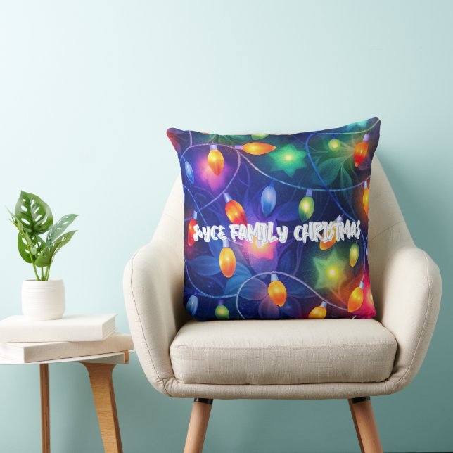 Christmas Lights Bright Holiday Whimsical Merry Throw Pillow (Chair)