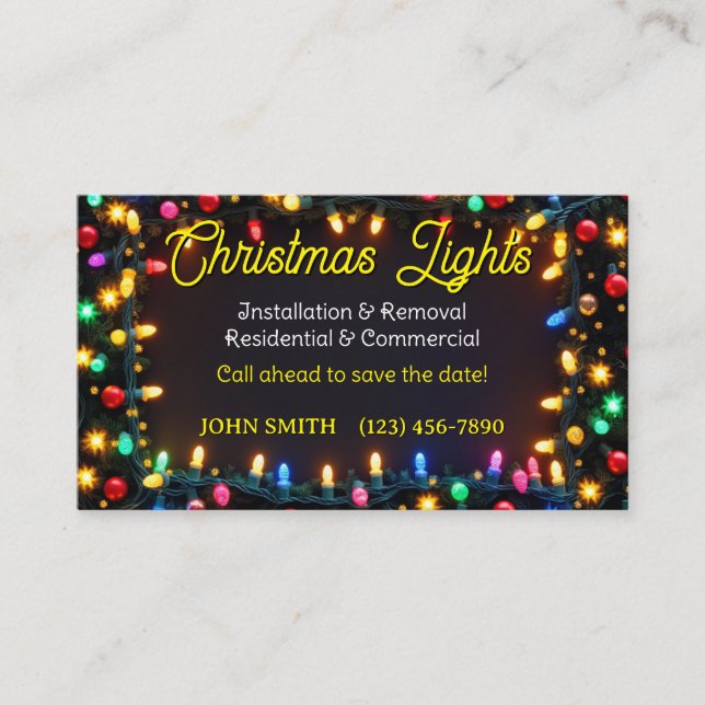 Christmas Lights Business Cards (Front)