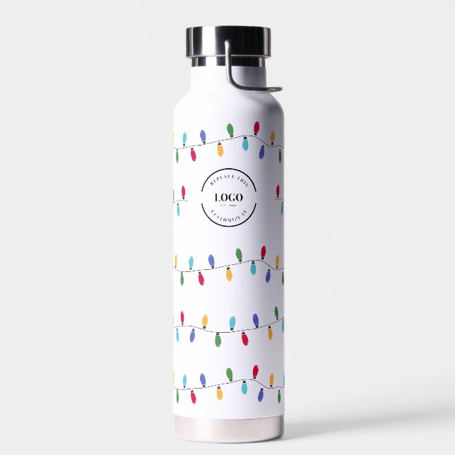 Christmas Lights Business logo website promo Water Bottle (Left)