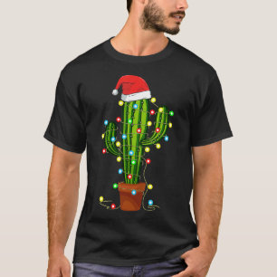 Christmas Lights Cactus Lover Funny Xmas Gift T-Shirt