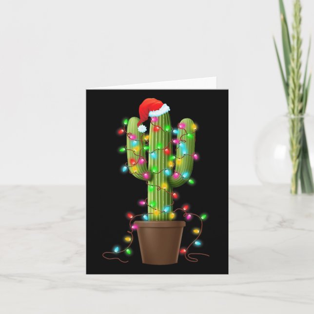 Christmas Lights Cactus Lover Funny Xmas Gifts For Card (Front)