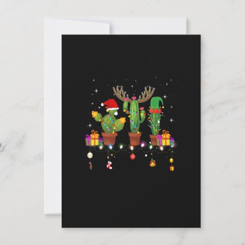 Christmas Lights Cactus Lover Funny Xmas Pajama Ho Invitation