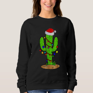 Christmas Lights Cactus Santa Xmas Costume Sweatshirt