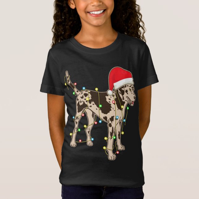 Christmas Lights Catahoula Leopard Dog Lover Funny T-Shirt (Front)