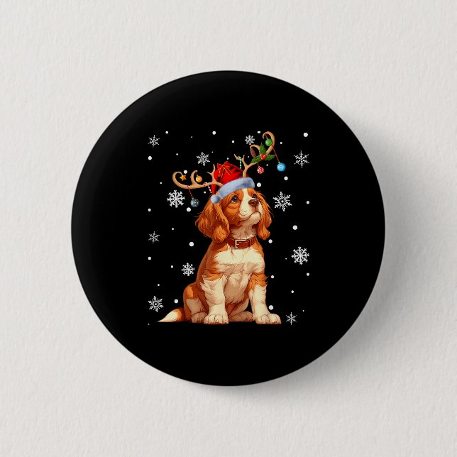 Christmas Lights Cavalier King Charles Spaniel Xma Button (Front)