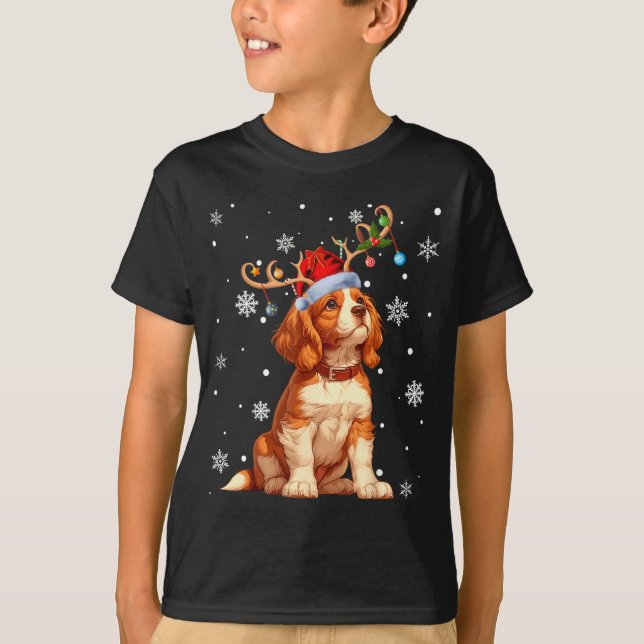 Christmas Lights Cavalier King Charles Spaniel Xma T-Shirt (Front)