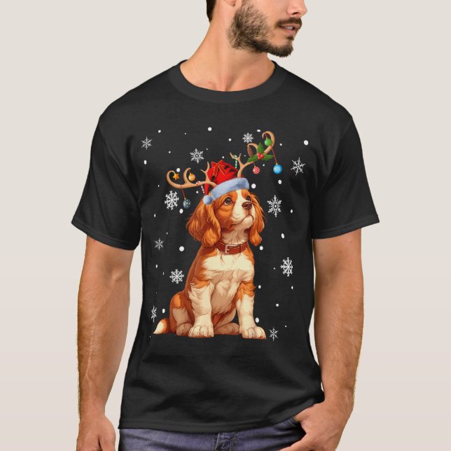 Christmas Lights Cavalier King Charles Spaniel Xma T-Shirt (Front)