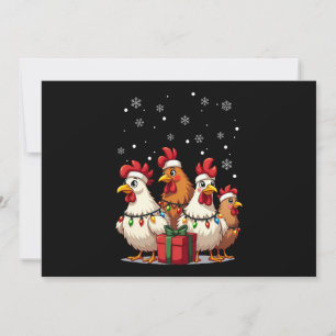 Christmas Lights Chicken Santa Funny Xmas Invitation