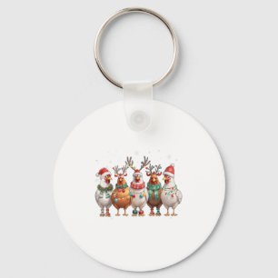 Christmas Lights Chicken Santa Funny Xmas Tree _1  Keychain