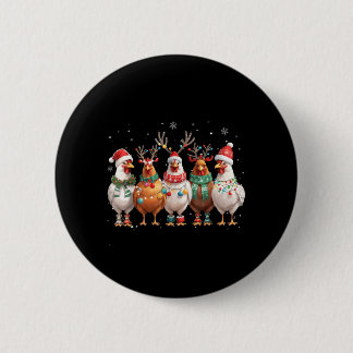 Christmas Lights Chicken Santa Funny Xmas Tree Button