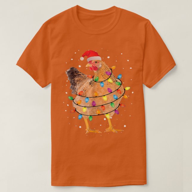 Christmas Lights Chicken Santa Funny Xmas Tree Chi T-Shirt (Design Front)
