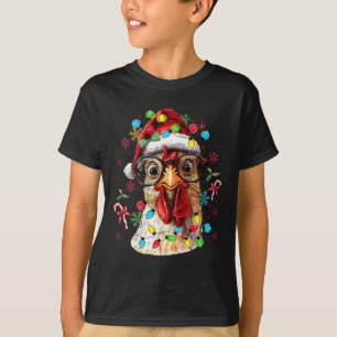 Christmas Lights Chicken Santa Funny Xmas Tree Chi T-Shirt