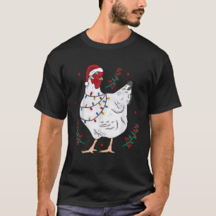 Christmas Lights Chicken Santa Funny Xmas Tree Chi T-Shirt