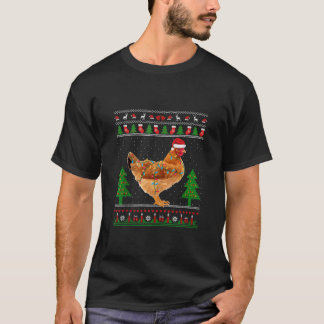 Christmas Lights Chicken Santa Hat Ugly Sweater He