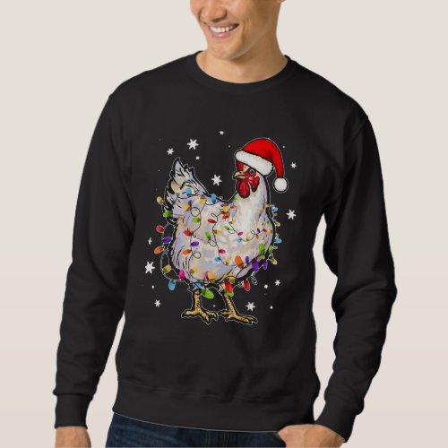 Christmas Lights Chicken Santa Sweatshirt