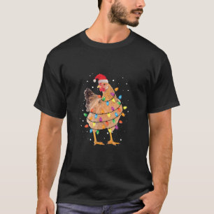 Christmas Lights Chicken Shirt Santa Funny Xmas Tr