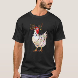 Christmas Lights Chicken Shirt Santa Funny Xmas Tr