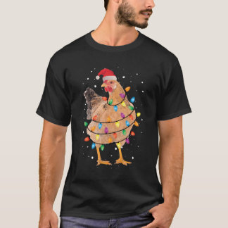 Christmas Lights Chicken Shirt Santa Funny Xmas Tr