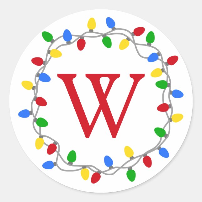 Christmas Lights | Circle Wreath Personalized Classic Round Sticker (Front)