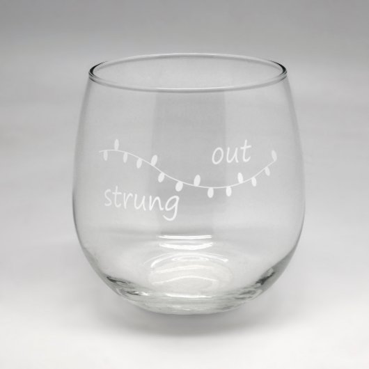 Christmas Lights Clear Stemless Wine Glass  (Front)